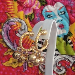 Vintage Gold Tone Hoop Clip Earrings